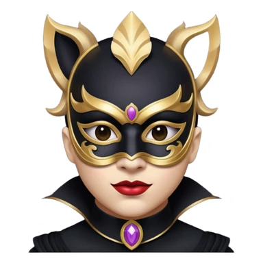 masked circus acrobat portrait, head and shoulders only, elegant carnival mask, dark outfit collar, dramatic expression, 3D cartoon, mobile game icon style, clean background, no text, no watermark
 
 sticker