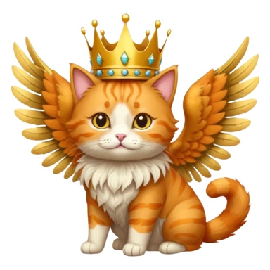 An orange cat with wings wearing a crown  sticker