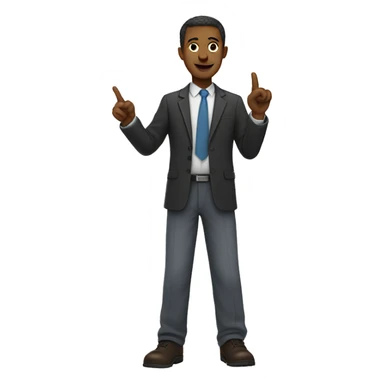 male teacher full body pointing finger to right sticker