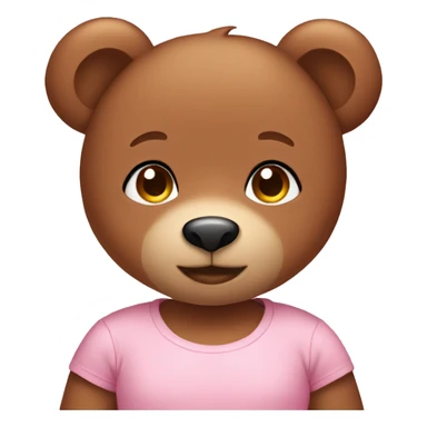 Cute Brown Teddy bear girl wearing pastel pink tshirt sticker