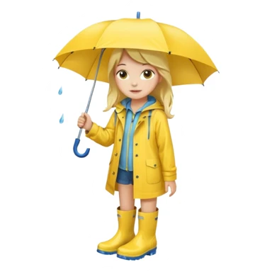 Girl in a yellow raincoat and rain boots sticker