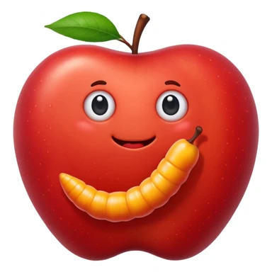 worm on apple sticker
