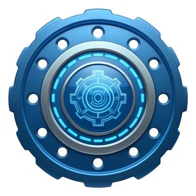 gear with circuit-style connected nodes, representing global system configuration and connectivity. sticker