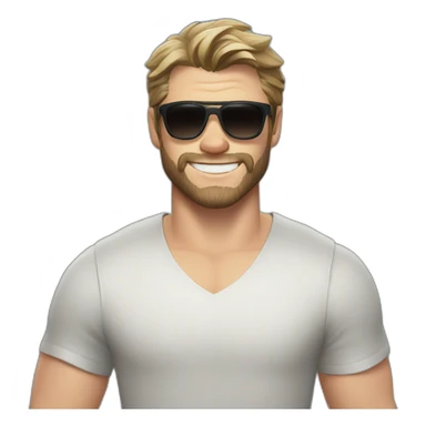 Chris Hemsworth smiling with sunglasses sticker