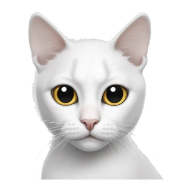 White cat with black spot on nose and black covered half of eye and ear sticker