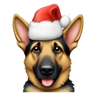 german shepherd in a christmas hat sticker
