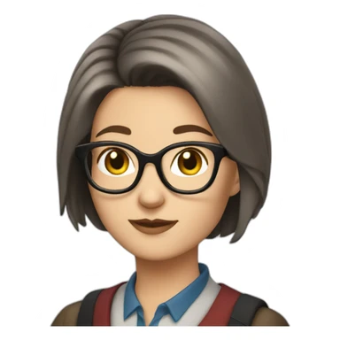 short-haired brunette librarian whis cats sticker