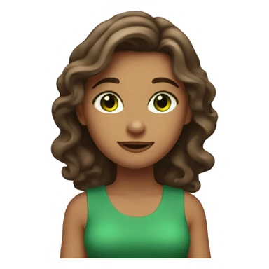 Taned girl with waivy brown hair and green eyes sticker