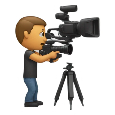 a man shooting his own video in a small studio sticker