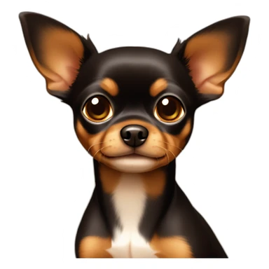 Russian toy terrier with dark brown head with light brown sticker
