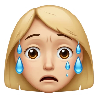 crying face emoji, tears streaming down, expressive sticker