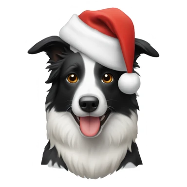 border collie with santa hat on sticker
