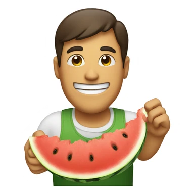 A man happily eating a watermelon  sticker