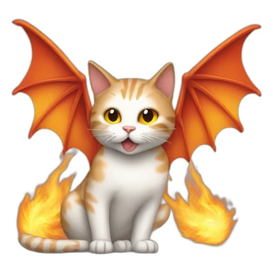 cat breathing fire with dragon wings sticker