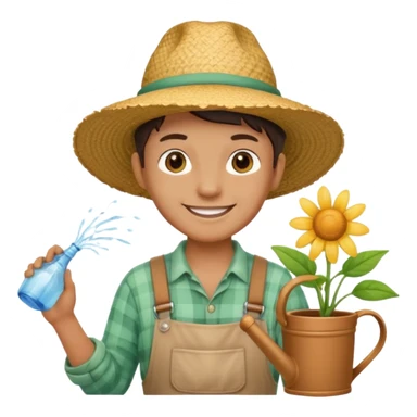 gardener holding watering pot sticker