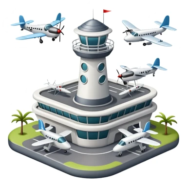 tiny mosquito airport with control tower and mosquito planes sticker