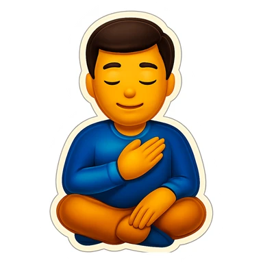 Create an emoji of a man holding his hand over his heart, in the same pose and style as the monkey in the reference image, with a transparent background. sticker