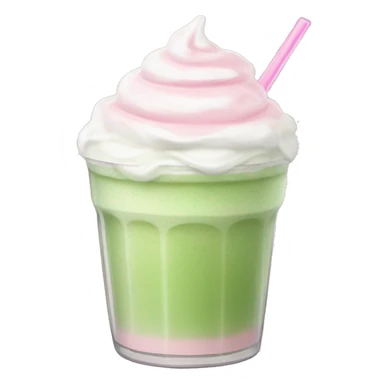Clear tumblr cup with light pink drink, matcha foam, and whip cream on top sticker