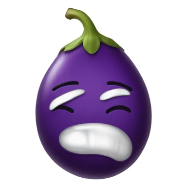 Eggplant emoji with sweat tears coming out  sticker