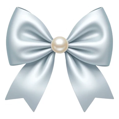 white satin bow emoji with a pearl sticker