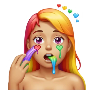 Heart eye emoji puking rainbow  sticker