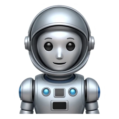 robot with astronaut's helmet sticker