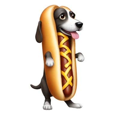 Dog in a hot dog costume sticker