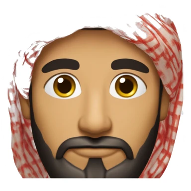 A Saudi man with wheat-colored skin, wearing a red shemagh and black agal. He has a short beard and full mustache, giving him a confident and traditional look. His calm expression shows wisdom and experience. sticker