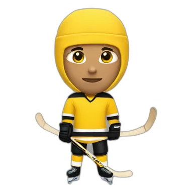 Guy wearing a yellow balaclava and a yellow and black hockey jersey sticker