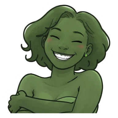 black girl with arms crossed around neck and laughing  sticker