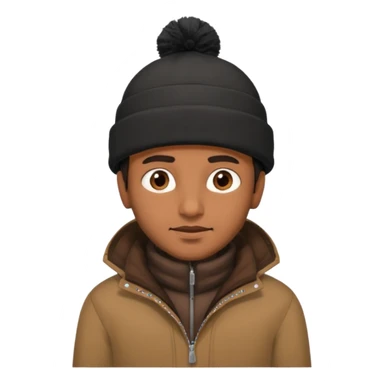 indian guy wearing a black winter hat and brown winter jacket sticker