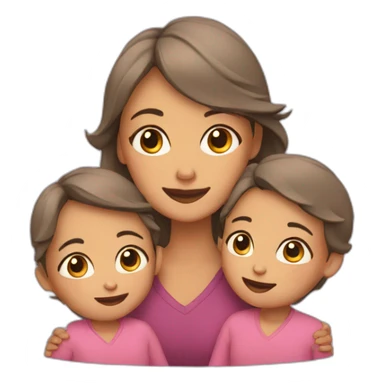 mother with 2 babies sticker