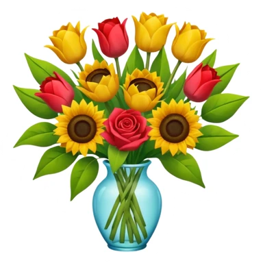 A mix bouquet of roses, Sunflowers and Tulips sticker