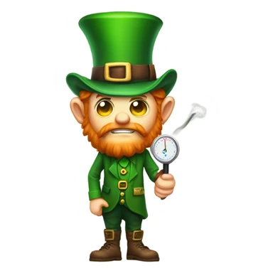 leprechaun with fever and thermometer sticker