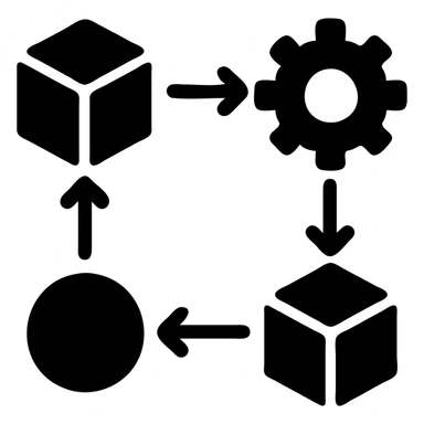 icon for "Supply Chain Experience", professional look, network of arrows sticker