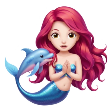 Pink dolphin emoji with ariel mermaid sticker