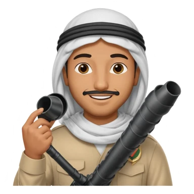 An emarati arab man holding a bazooka while sending kisses sticker