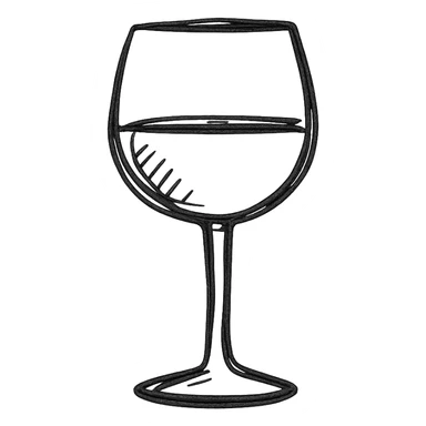 wine glass, hand drawn outlined icon style, sketchy lines, no fill, casual and artistic sticker