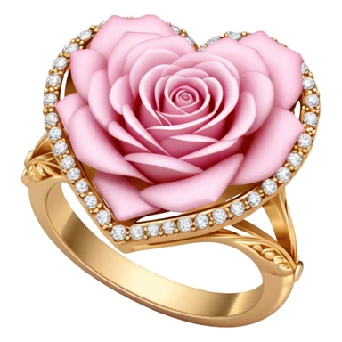 Romantic Pastel pink and gold rose heart gems crystals ring sticker
