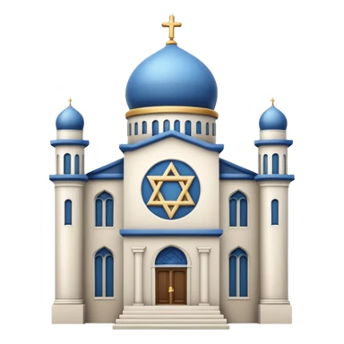 reform jewish synagogue similar in architecture to historical churches (pretty and magnificent), white in color, in ios emoji style sticker