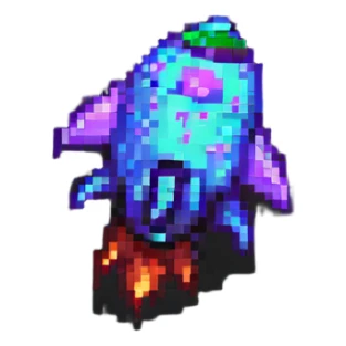 rocket ship pixel art sticker