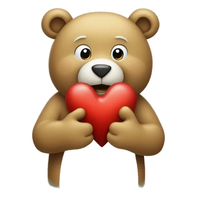 Smiling Christmas bear holding christmas heart with two hands sticker