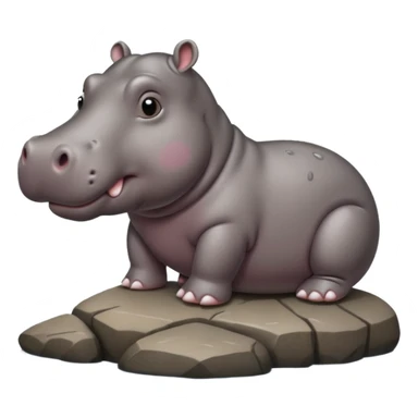 hippo on rock sticker