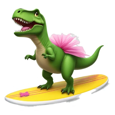 t-rex wearing a tutu on a surfboard sticker