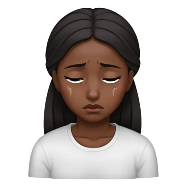 black dark girl super sad crying eyes closed dark hair sticker