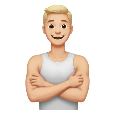 Arms crossed grabbing neck laughing guy sticker