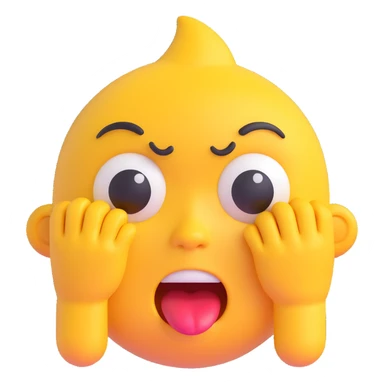 yellow head emoji with wild crazy expression, crying with big tears, exaggerated features sticker
