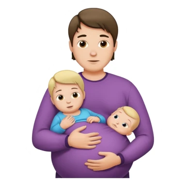 a pregnant man with middle parted hair sticker