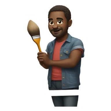 artist with a art brush and painting on a canvas sticker