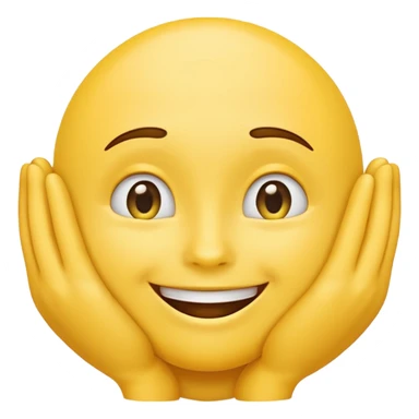 yellow emoji, smiling with both hands under chin sticker